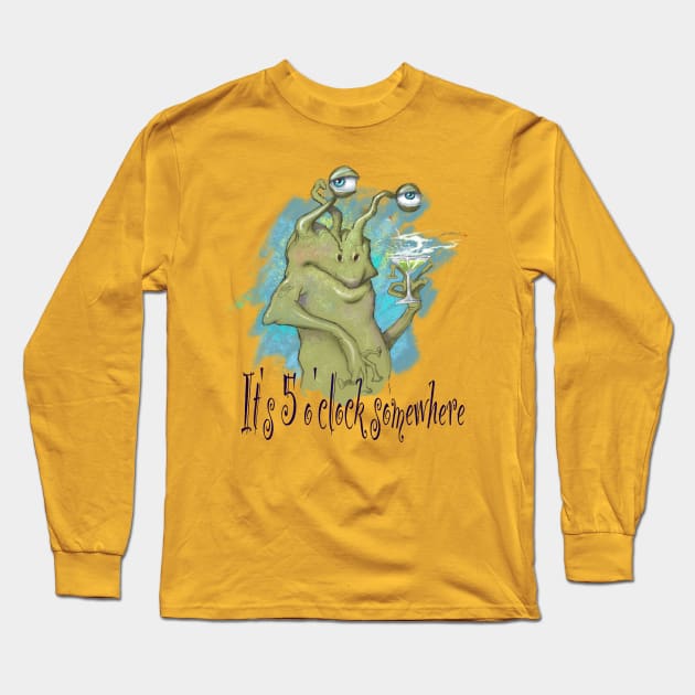 Alien Happy hour 02 Long Sleeve T-Shirt by Tony Morgan